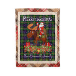 Personalized Gift Plaid Tartan Blanket Clan MacDonnell Of Glengarry With Moose Lover Xmas Gift Santa Riding Christmas Fleece Blanket