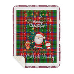 Personalized Gift Tartan Plaid Blanket Clan McCulloch With Funny Santa Snowman Reindeer Merry Christmas Gift Sherpa Blanket, blue plaid sherpa blanket,blue tartan sherpa blanket,Buchan,buffalo plaid sherpa blanket,christmas sherpa blanket,Christmas Throw Blanket