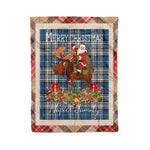 Personalized Gift Plaid Tartan Blanket Clan Napier Modern With Moose Lover Xmas Gift Santa Riding Christmas Fleece Blanket