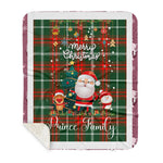 Personalized Gift Tartan Plaid Blanket Clan Prince Of Wales With Funny Santa Snowman Reindeer Merry Christmas Gift Sherpa Blanket, blue plaid sherpa blanket,blue tartan sherpa blanket,Buchan,buffalo plaid sherpa blanket,christmas sherpa blanket,Christmas Throw Blanket-Recovered