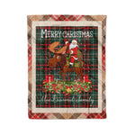 Personalized Gift Plaid Tartan Blanket Clan MacDiarmid With Moose Lover Xmas Gift Santa Riding Christmas Fleece Blanket