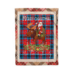 Personalized Gift Plaid Tartan Blanket Clan MacTavish With Moose Lover Xmas Gift Santa Riding Christmas Fleece Blanket