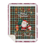 Personalized Gift Tartan Plaid Blanket Clan Thomson Hunting Modern With Funny Santa Snowman Reindeer Merry Christmas Gift Sherpa Blanket, blue plaid sherpa blanket,blue tartan sherpa blanket,Buchan,buffalo plaid sherpa blanket,christmas sherpa blanket,Christmas Throw Blanket