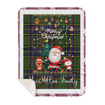 Personalized Gift Tartan Plaid Blanket Clan MacMillan Hunting Modern With Funny Santa Snowman Reindeer Merry Christmas Gift Sherpa Blanket, blue plaid sherpa blanket,blue tartan sherpa blanket,Buchan,buffalo plaid sherpa blanket,christmas sherpa blanket,Christmas Throw Blanket