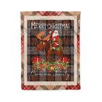 Personalized Gift Plaid Tartan Blanket Clan Cameron Of Erracht Weathered With Moose Lover Xmas Gift Santa Riding Christmas Fleece Blanket