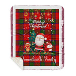 Personalized Gift Tartan Plaid Blanket Clan Donnachaidh Robertson With Funny Santa Snowman Reindeer Merry Christmas Gift Sherpa Blanket, blue plaid sherpa blanket,blue tartan sherpa blanket,Buchan,buffalo plaid sherpa blanket,christmas sherpa blanket,Christmas Throw Blanket