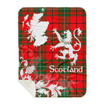 Sherpa Blanket - Tartan Blanket Thistle and Lion Scottish Clan MacAuley Plaid Blanket, plaid sherpa blanket queen,purple sherpa blanket,queen sherpa blanket,queen size sherpa blanket,red sherpa blanket,scottish tartan blankets,sherpa blanket,sherpa christmas blanket
