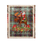 Personalized Gift Plaid Tartan Blanket Clan MacAndrew With Moose Lover Xmas Gift Santa Riding Christmas Fleece Blanket