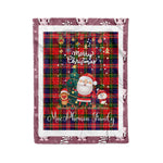 Personalized Gift Tartan Plaid Blanket Clan MacPherson With Funny Santa Snowman Reindeer Merry Christmas Fleece Blanket, Home Living Room, Plaid Blanket, Tartan Blanket, Scottish Blanket, Buffalo fleece blanket, Christmas Blanket