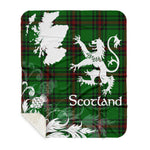 Sherpa Blanket - Tartan Blanket Thistle and Lion Scottish Clan Orrock Plaid Blanket, plaid sherpa blanket queen,purple sherpa blanket,queen sherpa blanket,queen size sherpa blanket,red sherpa blanket,scottish tartan blankets,sherpa blanket,sherpa christmas blanket