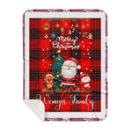 Personalized Gift Tartan Plaid Blanket Clan Wemyss With Funny Santa Snowman Reindeer Merry Christmas Gift Sherpa Blanket, blue plaid sherpa blanket,blue tartan sherpa blanket,Buchan,buffalo plaid sherpa blanket,christmas sherpa blanket,Christmas Throw Blanket