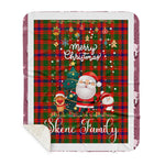 Personalized Gift Tartan Plaid Blanket Clan Skene With Funny Santa Snowman Reindeer Merry Christmas Gift Sherpa Blanket, blue plaid sherpa blanket,blue tartan sherpa blanket,Buchan,buffalo plaid sherpa blanket,christmas sherpa blanket,Christmas Throw Blanket
