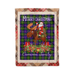 Personalized Gift Plaid Tartan Blanket Clan Cameron With Moose Lover Xmas Gift Santa Riding Christmas Fleece Blanket