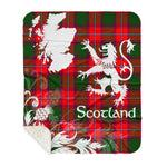 Sherpa Blanket - Tartan Blanket Thistle and Lion Scottish Clan Rattray Plaid Blanket, plaid sherpa blanket queen,purple sherpa blanket,queen sherpa blanket,queen size sherpa blanket,red sherpa blanket,scottish tartan blankets,sherpa blanket,sherpa christmas blanket