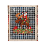 Personalized Gift Plaid Tartan Blanket Clan Gladstone With Moose Lover Xmas Gift Santa Riding Christmas Fleece Blanket