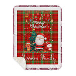 Personalized Gift Tartan Plaid Blanket Clan Morrison Modern With Funny Santa Snowman Reindeer Merry Christmas Gift Sherpa Blanket, blue plaid sherpa blanket,blue tartan sherpa blanket,Buchan,buffalo plaid sherpa blanket,christmas sherpa blanket,Christmas Throw Blanket