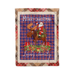 Personalized Gift Plaid Tartan Blanket Clan Laing of Archiestown With Moose Lover Xmas Gift Santa Riding Christmas Fleece Blanket