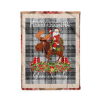 Personalized Gift Plaid Tartan Blanket Clan Glen Grey With Moose Lover Xmas Gift Santa Riding Christmas Fleece Blanket