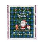 Personalized Gift Tartan Plaid Blanket Clan Fletcher Ancient With Funny Santa Snowman Reindeer Merry Christmas Fleece Blanket, Home Living Room, Plaid Blanket, Tartan Blanket, Scottish Blanket, Buffalo fleece blanket, Christmas Blanket