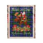 Personalized Gift Plaid Tartan Blanket Clan Robertson Hunting Modern With Moose Lover Xmas Gift Santa Riding Christmas Fleece Blanket