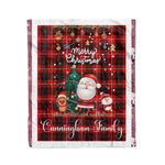 Personalized Gift Tartan Plaid Blanket Clan Cunningham With Funny Santa Snowman Reindeer Merry Christmas Fleece Blanket, Home Living Room, Plaid Blanket, Tartan Blanket, Scottish Blanket, Buffalo fleece blanket, Christmas Blanket