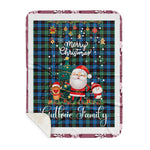 Personalized Gift Tartan Plaid Blanket Clan Guthrie Modern With Funny Santa Snowman Reindeer Merry Christmas Gift Sherpa Blanket, blue plaid sherpa blanket,blue tartan sherpa blanket,Buchan,buffalo plaid sherpa blanket,christmas sherpa blanket,Christmas Throw Blanket