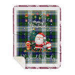 Personalized Gift Tartan Plaid Blanket Clan Blackwatch Dress Modern With Funny Santa Snowman Reindeer Merry Christmas Gift Sherpa Blanket, blue plaid sherpa blanket,blue tartan sherpa blanket,Buchan,buffalo plaid sherpa blanket,christmas sherpa blanket,Christmas Throw Blanket