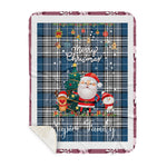 Personalized Gift Tartan Plaid Blanket Clan Napier With Funny Santa Snowman Reindeer Merry Christmas Gift Sherpa Blanket, blue plaid sherpa blanket,blue tartan sherpa blanket,Buchan,buffalo plaid sherpa blanket,christmas sherpa blanket,Christmas Throw Blanket