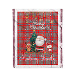 Personalized Gift Tartan Plaid Blanket Clan Moubray With Funny Santa Snowman Reindeer Merry Christmas Fleece Blanket, Home Living Room, Plaid Blanket, Tartan Blanket, Scottish Blanket, Buffalo fleece blanket, Christmas Blanket