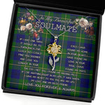 To My Beautiful Soulmate Sunflower Necklace In Your Eyes I Have Found My Home Clan Johnson Tartan Jewelry For Girlfriend, Tartan Sunflower Pendant Necklace, Scottish Tartan Jewelry, valentine necklace, necklace girlfriend, necklace for wife, cute necklaces for girlfriend, jewelry for girlfriend, to my soulmate necklace, to my future wife necklace