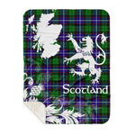 Sherpa Blanket - Tartan Blanket Thistle and Lion Scottish Clan Hunter Modern Plaid Blanket, plaid sherpa blanket queen,purple sherpa blanket,queen sherpa blanket,queen size sherpa blanket,red sherpa blanket,scottish tartan blankets,sherpa blanket,sherpa christmas blanket