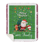 Personalized Gift Tartan Plaid Blanket Clan Currie With Funny Santa Snowman Reindeer Merry Christmas Gift Sherpa Blanket, blue plaid sherpa blanket,blue tartan sherpa blanket,Buchan,buffalo plaid sherpa blanket,christmas sherpa blanket,Christmas Throw Blanket