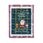Personalized Gift Tartan Plaid Blanket Clan Gordon Ancient With Funny Santa Snowman Reindeer Merry Christmas Fleece Blanket, Christmas Blanket, Plaid Blanket, Tartan Blanket,Scottish Blanket