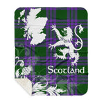 Sherpa Blanket - Tartan Blanket Thistle and Lion Scottish Clan Elphinstone Plaid Blanket, plaid sherpa blanket queen,purple sherpa blanket,queen sherpa blanket,queen size sherpa blanket,red sherpa blanket,scottish tartan blankets,sherpa blanket,sherpa christmas blanket