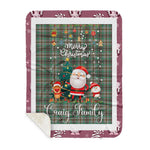Personalized Gift Tartan Plaid Blanket Clan Craig With Funny Santa Snowman Reindeer Merry Christmas Gift Sherpa Blanket, blue plaid sherpa blanket,blue tartan sherpa blanket,Buchan,buffalo plaid sherpa blanket,christmas sherpa blanket,Christmas Throw Blanket
