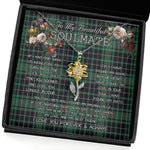 To My Beautiful Soulmate Sunflower Necklace In Your Eyes I Have Found My Home Clan MacAulay Hunting Tartan Jewelry For Girlfriend, Tartan Sunflower Pendant Necklace, Scottish Tartan Jewelry, valentine necklace, necklace girlfriend, necklace for wife, cute necklaces for girlfriend, jewelry for girlfriend, to my soulmate necklace, to my future wife necklace