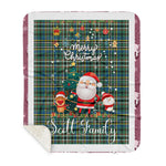 Personalized Gift Tartan Plaid Blanket Clan Scott Green Ancient With Funny Santa Snowman Reindeer Merry Christmas Gift Sherpa Blanket, blue plaid sherpa blanket,blue tartan sherpa blanket,Buchan,buffalo plaid sherpa blanket,christmas sherpa blanket,Christmas Throw Blanket