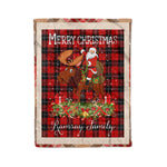 Personalized Gift Plaid Tartan Blanket Clan Ramsay With Moose Lover Xmas Gift Santa Riding Christmas Fleece Blanket