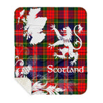 Sherpa Blanket - Tartan Blanket Thistle and Lion Scottish Clan MacPherson Plaid Blanket, plaid sherpa blanket queen,purple sherpa blanket,queen sherpa blanket,queen size sherpa blanket,red sherpa blanket,scottish tartan blankets,sherpa blanket,sherpa christmas blanket