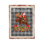 Personalized Gift Plaid Tartan Blanket Clan Drummond Grey With Moose Lover Xmas Gift Santa Riding Christmas Fleece Blanket