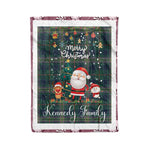 Personalized Gift Tartan Plaid Blanket Clan Kennedy With Funny Santa Snowman Reindeer Merry Christmas Fleece Blanket, Home Living Room, Plaid Blanket, Tartan Blanket, Scottish Blanket, Buffalo fleece blanket, Christmas Blanket