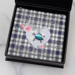 Sea Turtle Necklace Gift for My Beautiful Girlfriend Valentines Necklace Clan Hannay Tartan Blue Turtle Necklace
