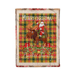 Personalized Gift Plaid Tartan Blanket Clan Baxter With Moose Lover Xmas Gift Santa Riding Christmas Fleece Blanket