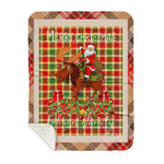 Personalized Gift Plaid Tartan Blanket Clan Gibson With Moose Lover Xmas Gift Santa Riding Buffalo Plaid Christmas Sherpa Blanket