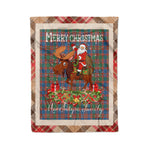 Personalized Gift Plaid Tartan Blanket Clan MacIntyre Ancient With Moose Lover Xmas Gift Santa Riding Christmas Fleece Blanket