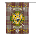 House Flag - Cunningham Burgundy Dancers Irish Shield Celtic Cross Tartan Garden Flag St Patrick's Day Garden Flag