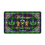 Doormat - Welcome Mat Scottish Clan Durie Tartan Door Mat, Plaid Doormat With Thistle and Two Lion Scottish