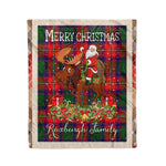 Personalized Gift Plaid Tartan Blanket Clan Roxburgh With Moose Lover Xmas Gift Santa Riding Christmas Fleece Blanket