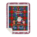 Personalized Gift Tartan Plaid Blanket Clan Mar With Funny Santa Snowman Reindeer Merry Christmas Gift Sherpa Blanket, blue plaid sherpa blanket,blue tartan sherpa blanket,Buchan,buffalo plaid sherpa blanket,christmas sherpa blanket,Christmas Throw Blanket