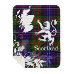 Sherpa Blanket - Tartan Blanket Thistle and Lion Scottish Clan Chalmers Plaid Blanket, plaid sherpa blanket queen,purple sherpa blanket,queen sherpa blanket,queen size sherpa blanket,red sherpa blanket,scottish tartan blankets,sherpa blanket,sherpa christmas blanket